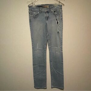 Just USA, Women’s Light Blue Skinny Distressed Denim 5 Pocket Jeans, Size 13